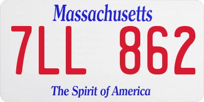 MA license plate 7LL862