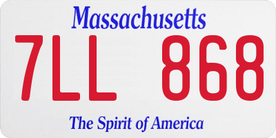 MA license plate 7LL868
