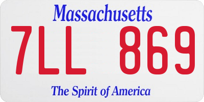 MA license plate 7LL869