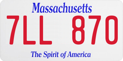 MA license plate 7LL870