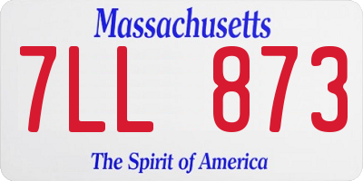 MA license plate 7LL873