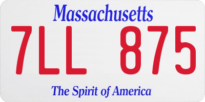 MA license plate 7LL875