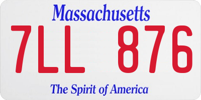 MA license plate 7LL876