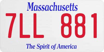 MA license plate 7LL881