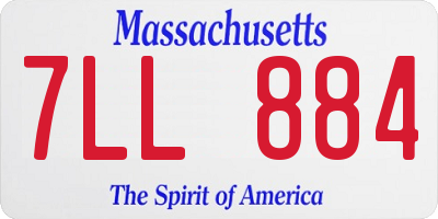 MA license plate 7LL884