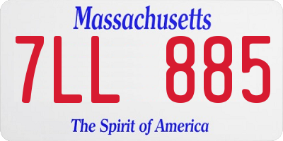 MA license plate 7LL885