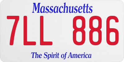MA license plate 7LL886