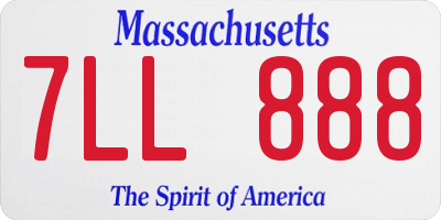 MA license plate 7LL888