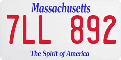 MA license plate 7LL892