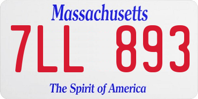 MA license plate 7LL893