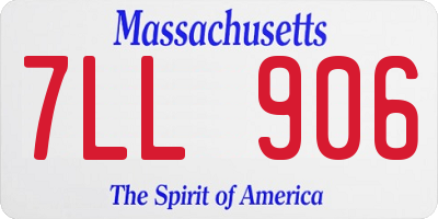 MA license plate 7LL906