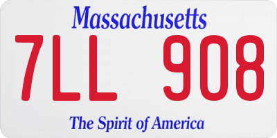 MA license plate 7LL908