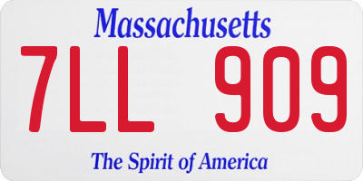 MA license plate 7LL909