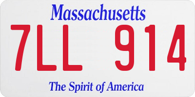 MA license plate 7LL914