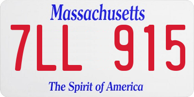 MA license plate 7LL915