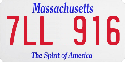 MA license plate 7LL916