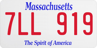 MA license plate 7LL919