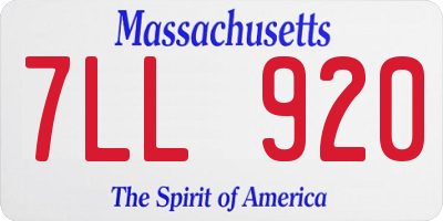 MA license plate 7LL920