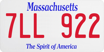 MA license plate 7LL922
