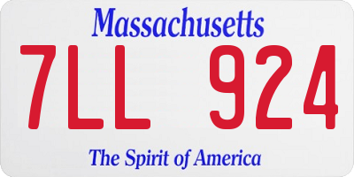 MA license plate 7LL924