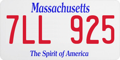 MA license plate 7LL925