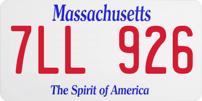 MA license plate 7LL926