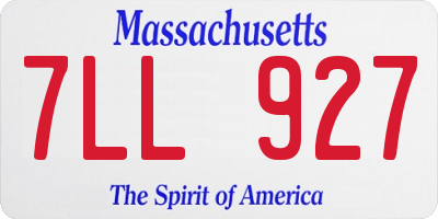 MA license plate 7LL927