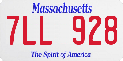 MA license plate 7LL928