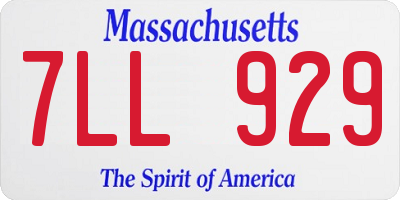MA license plate 7LL929