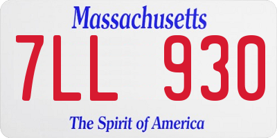 MA license plate 7LL930