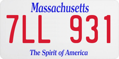 MA license plate 7LL931
