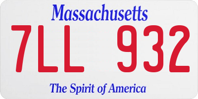 MA license plate 7LL932