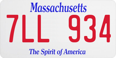 MA license plate 7LL934