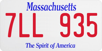 MA license plate 7LL935