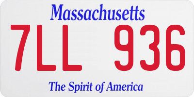 MA license plate 7LL936