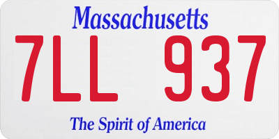 MA license plate 7LL937