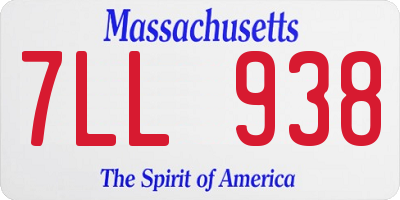 MA license plate 7LL938