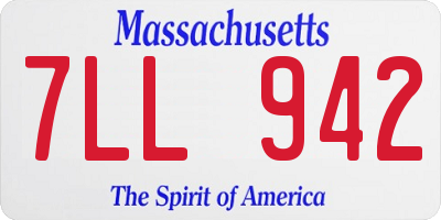 MA license plate 7LL942