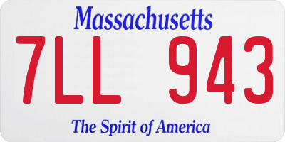 MA license plate 7LL943