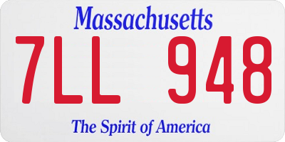 MA license plate 7LL948