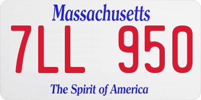 MA license plate 7LL950