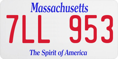 MA license plate 7LL953