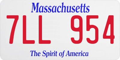 MA license plate 7LL954