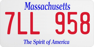 MA license plate 7LL958