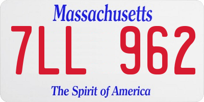 MA license plate 7LL962