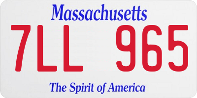 MA license plate 7LL965