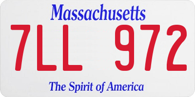 MA license plate 7LL972