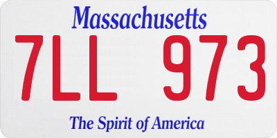 MA license plate 7LL973