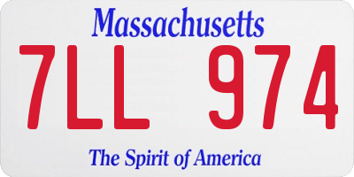 MA license plate 7LL974