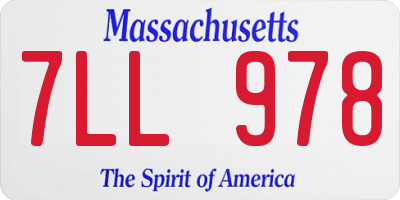 MA license plate 7LL978